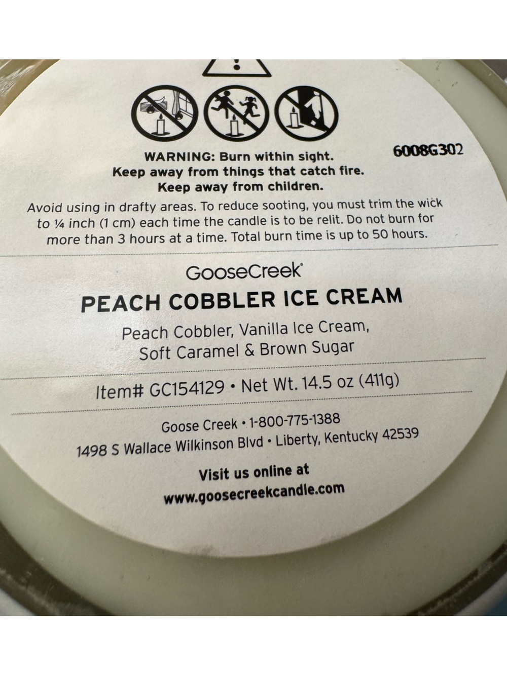 Goose Creek Peach Cobbler Ice Cream 3 wick Candle - Picture 3 of 4